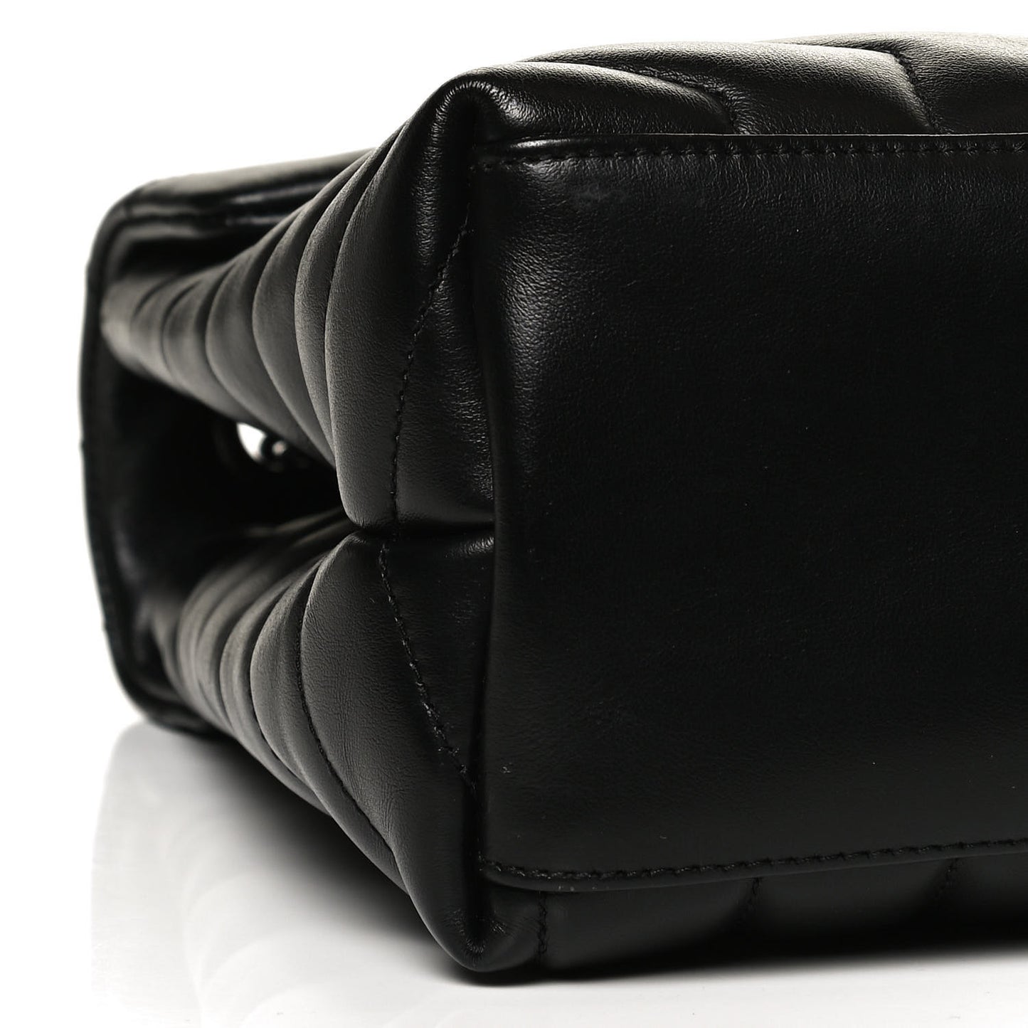 Calfskin Y Quilted Monogram Medium Loulou Chain Satchel Black