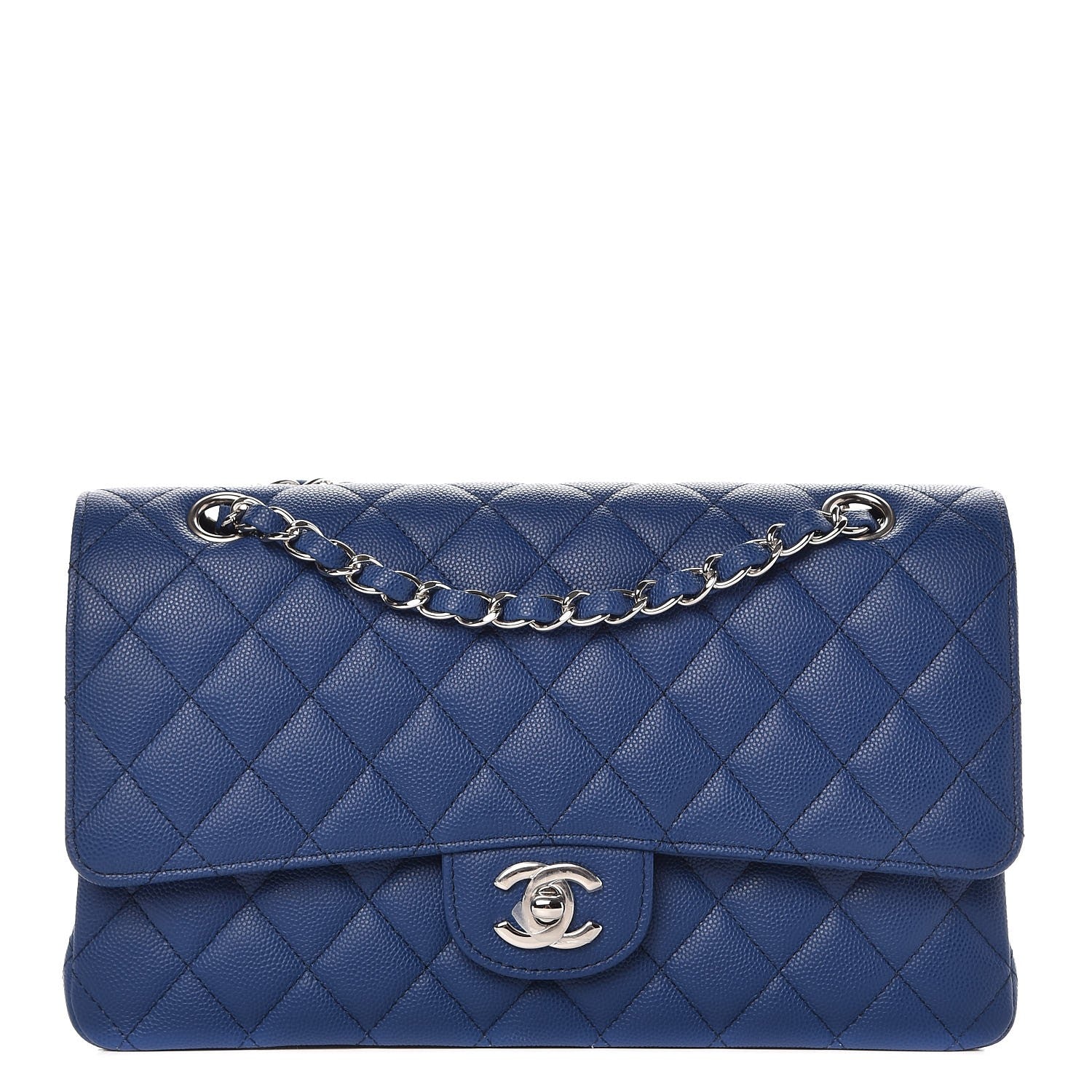 Chanel Caviar Quilted Medium Double Flap Dark Blue 1 of 8