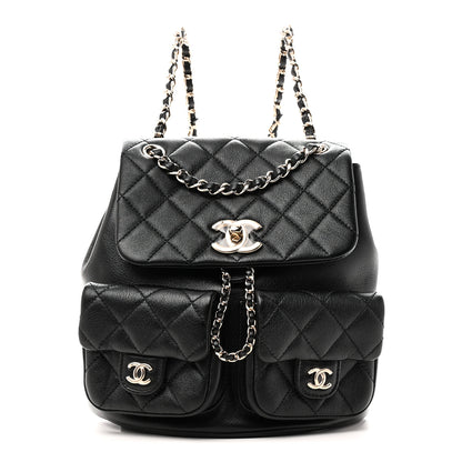 Chanel Calfskin Quilted Medium Duma Pockets Drawstring Backpack Black 1 of 10