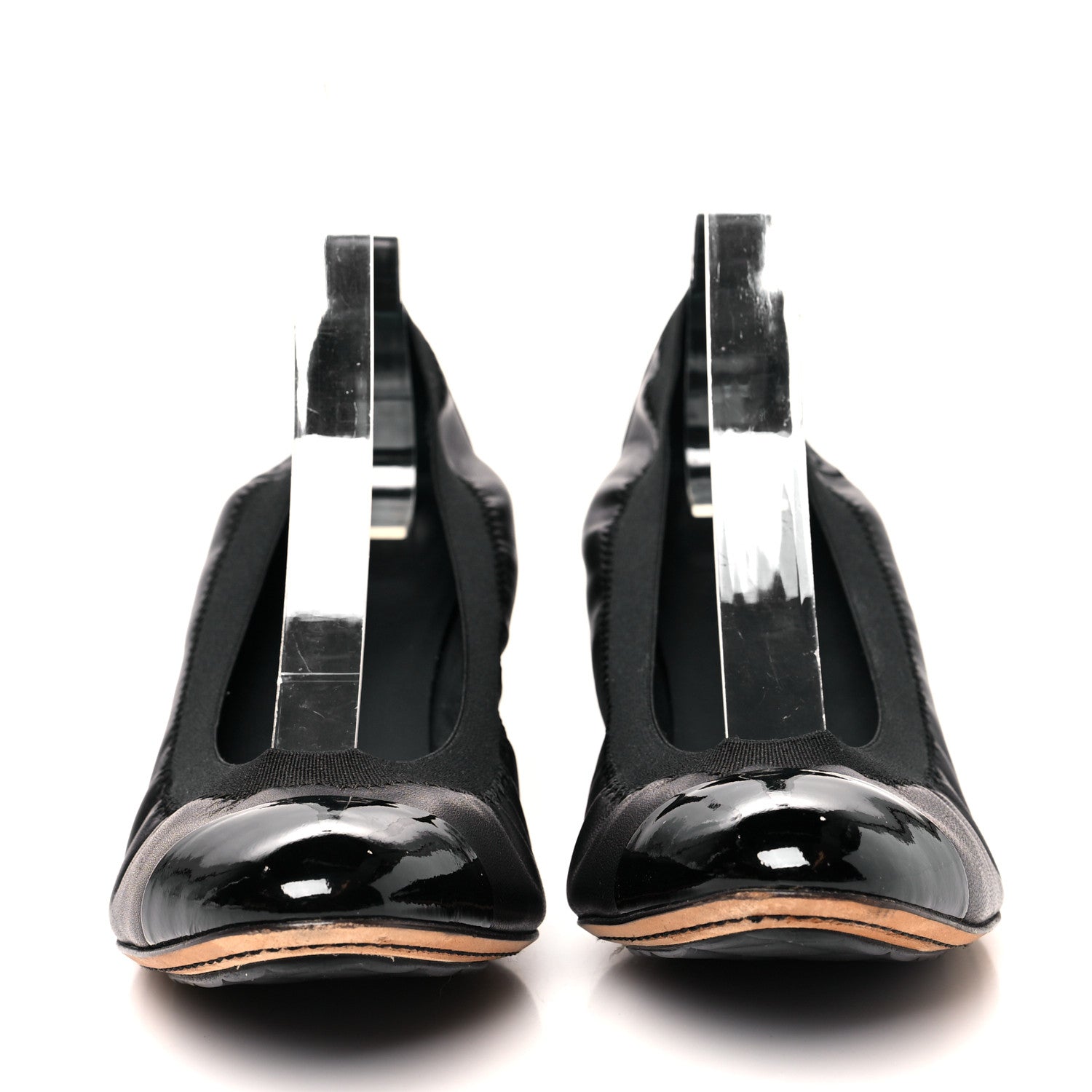 Chanel Lambskin Patent CC Elastic Stretch Pumps 39.5 Black 2 of 8