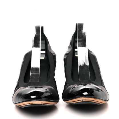 Chanel Lambskin Patent CC Elastic Stretch Pumps 39.5 Black 2 of 8