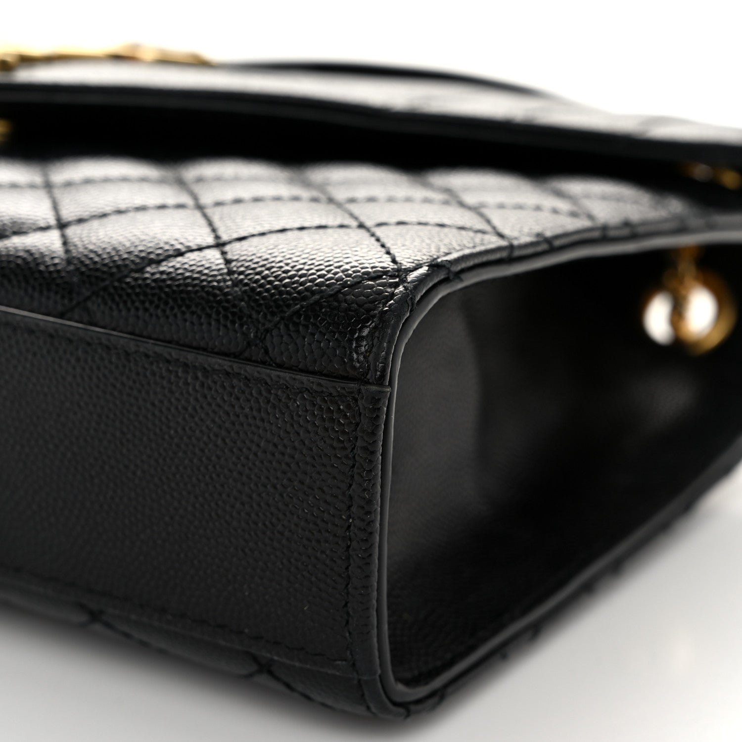 Saint Laurent Grain De Poudre Textured Mixed Matelasse Triquilt Medium Monogram Satchel Black 9 of 9