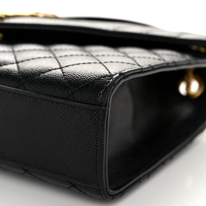 Saint Laurent Grain De Poudre Textured Mixed Matelasse Triquilt Medium Monogram Satchel Black 9 of 9