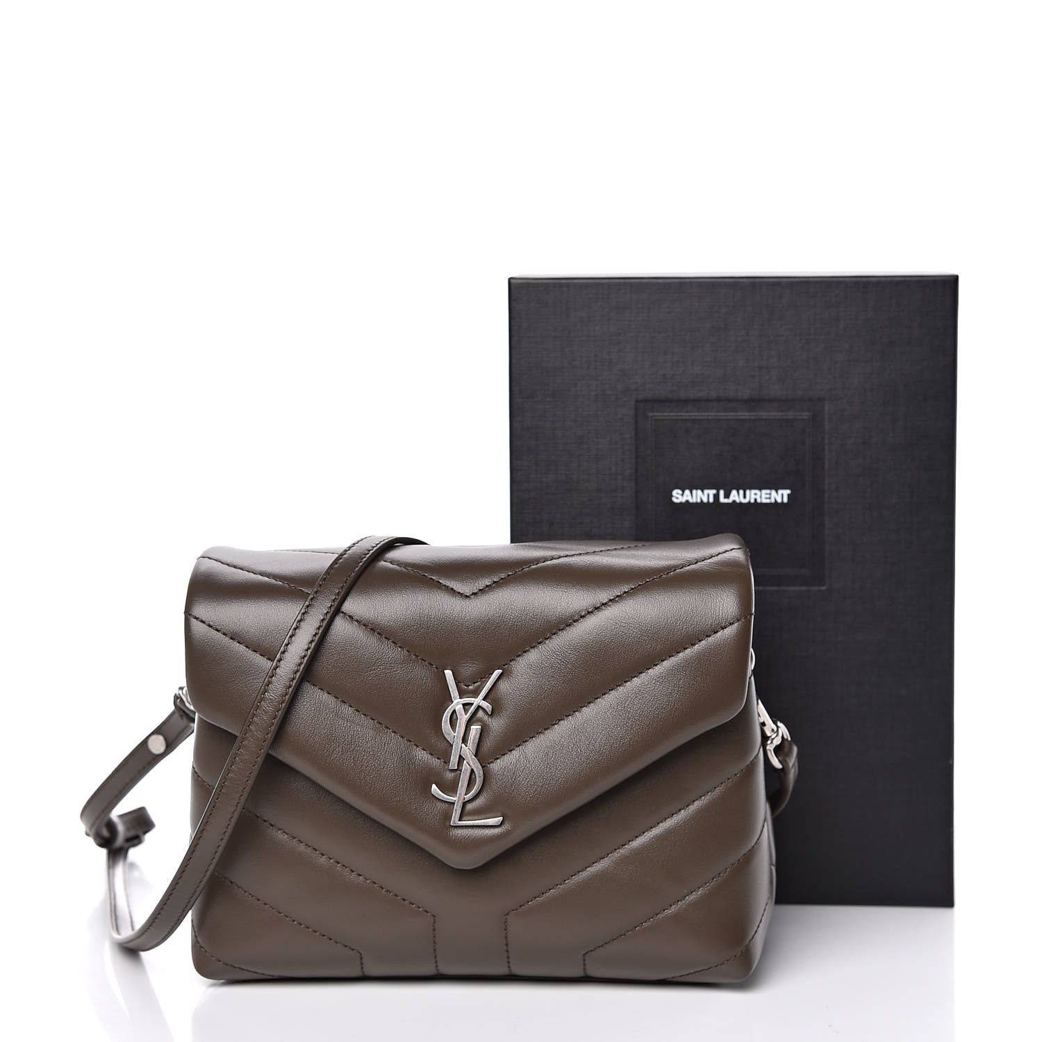 Saint Laurent Calfskin Y Quilted Monogram Toy Loulou Crossbody Bag Faggio 12 of 12