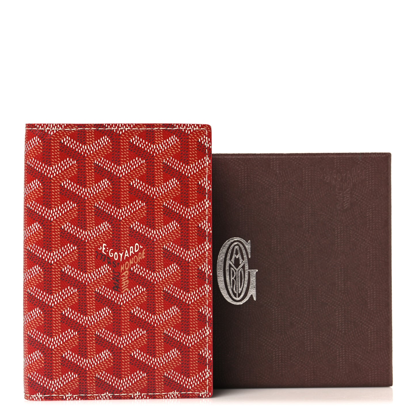 Goyardine Grenelle Passport Wallet Red