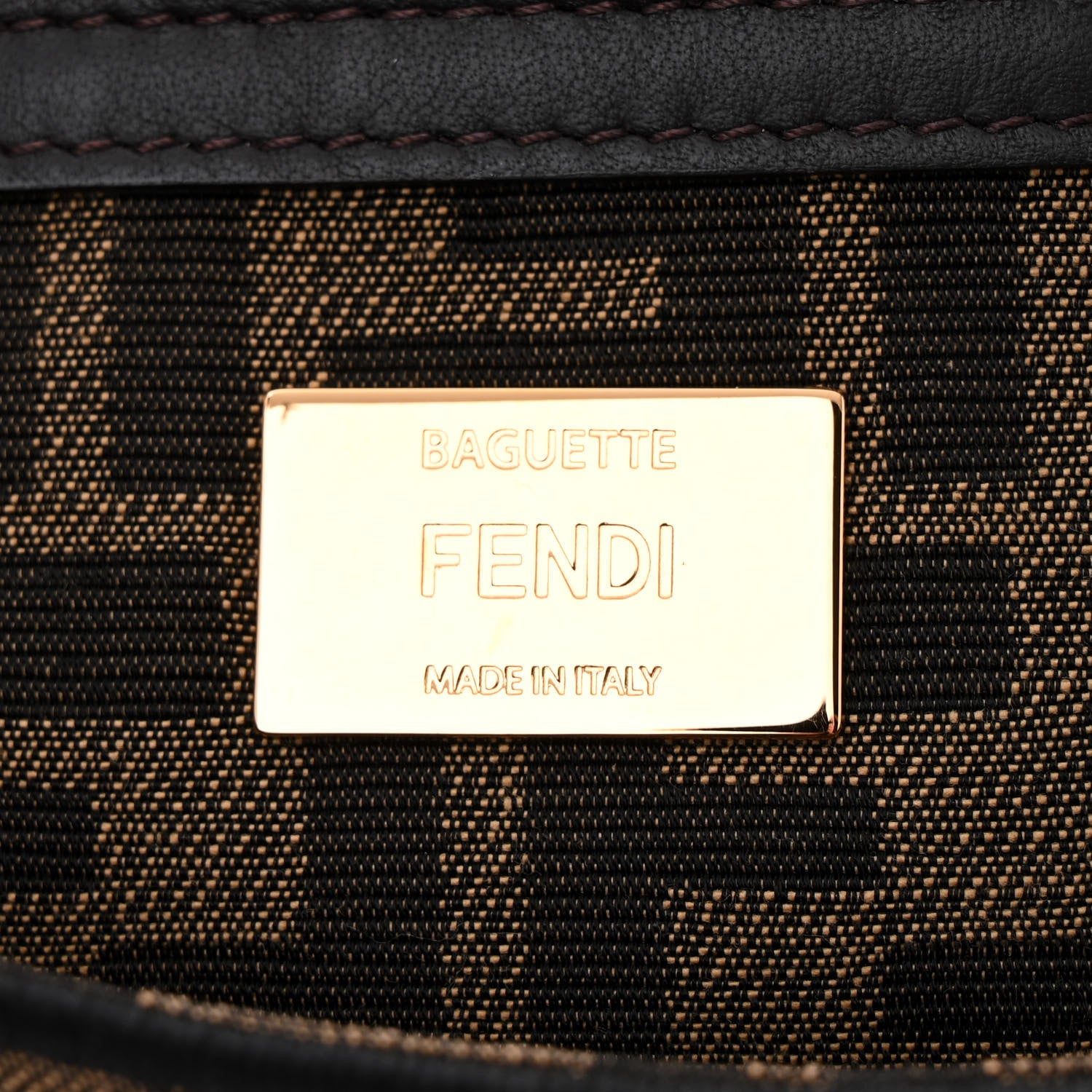 Fendi Fabric Jacquard FF 1974 Medium Baguette Tobacco Moro Black 6 of 11