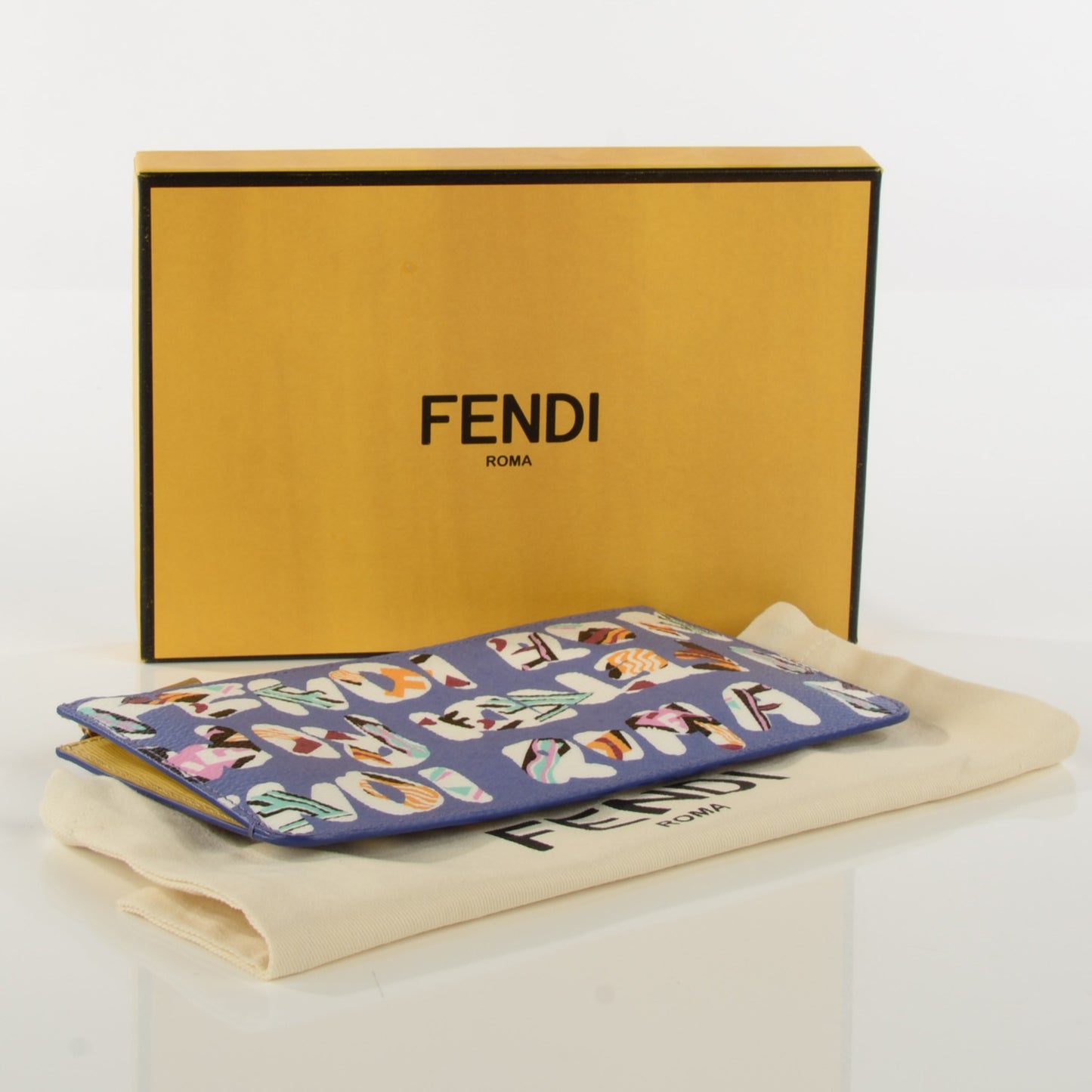 Glazed Fabric Vitello Elite Fendi Roma Zip Pouch Cassis Paglia