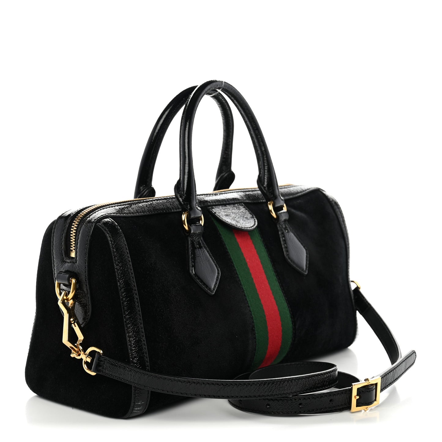 Suede Patent GG Web Medium Ophidia Boston Black