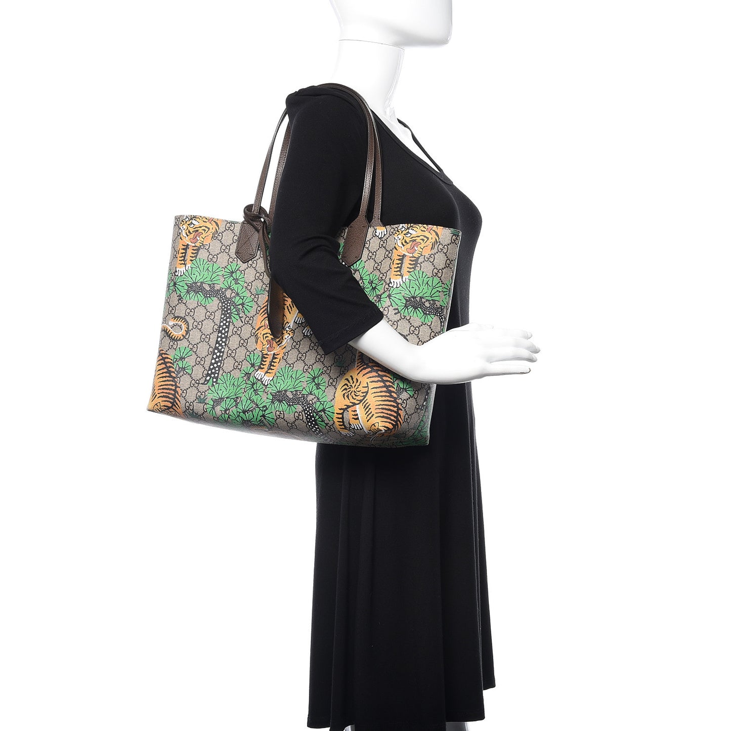 GG Supreme Monogram Bengal Medium Shopping Tote Beige Yard