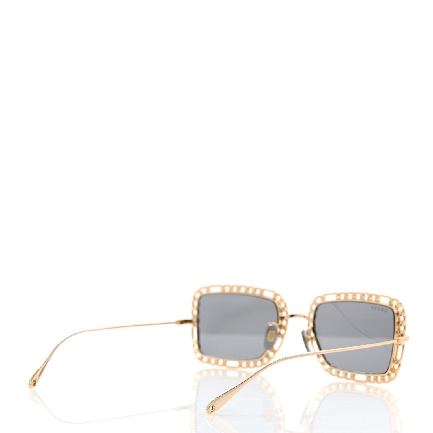 Gucci Rectangle Chain Sunglasses GG1112S Gold 4 of 8