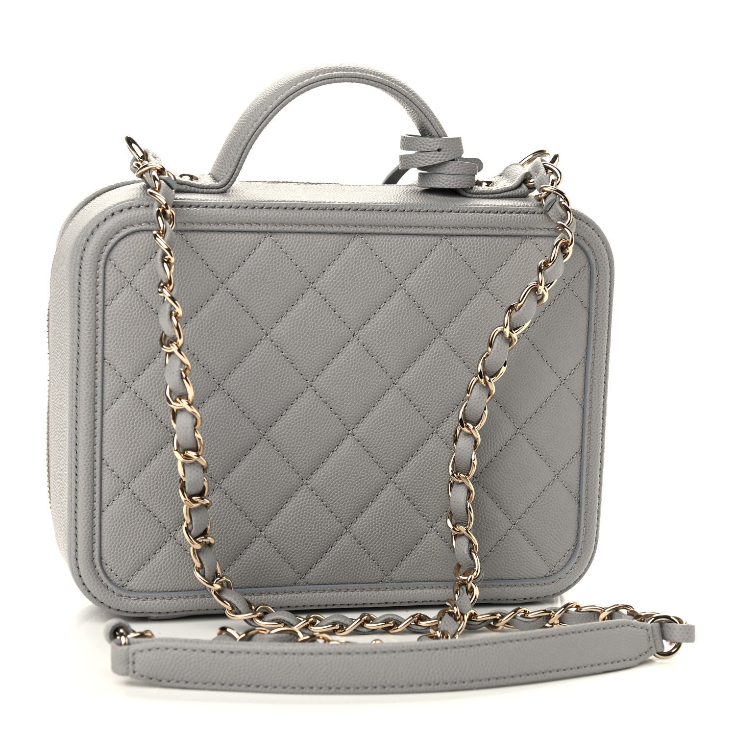 Chanel Caviar Quilted Medium CC Filigree Vanity Case Grey 2 of 8