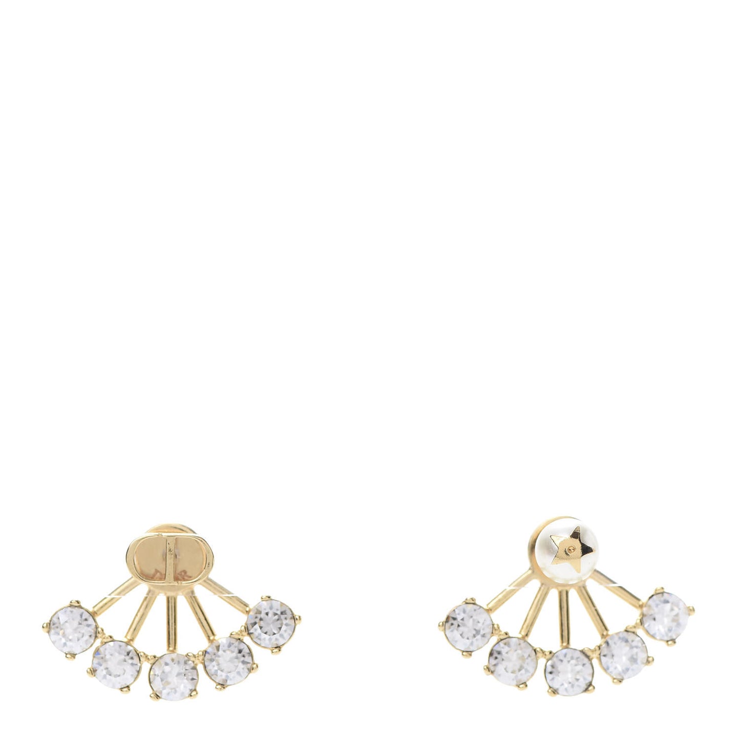 Crystal Pearl Petite CD Earrings Gold
