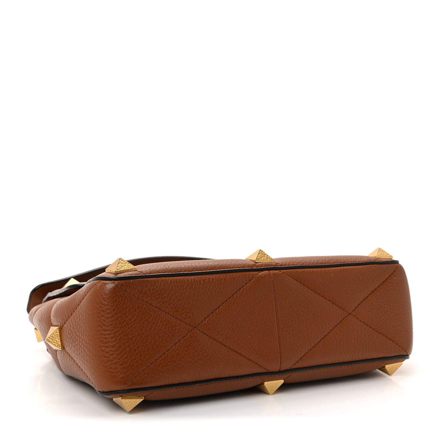 Grained Calfskin Large Roman Stud Shoulder Bag Selleria