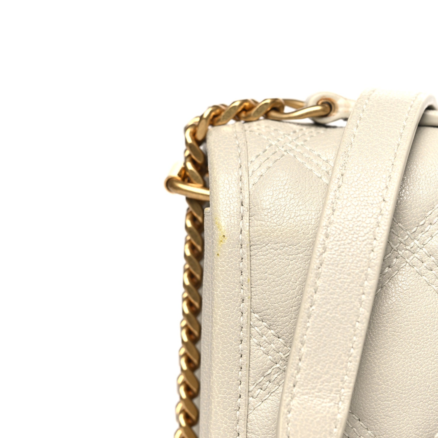 Saint Laurent Lambskin Diamond Quilted Becky Chain Wallet Blanc Vintage 9 of 10