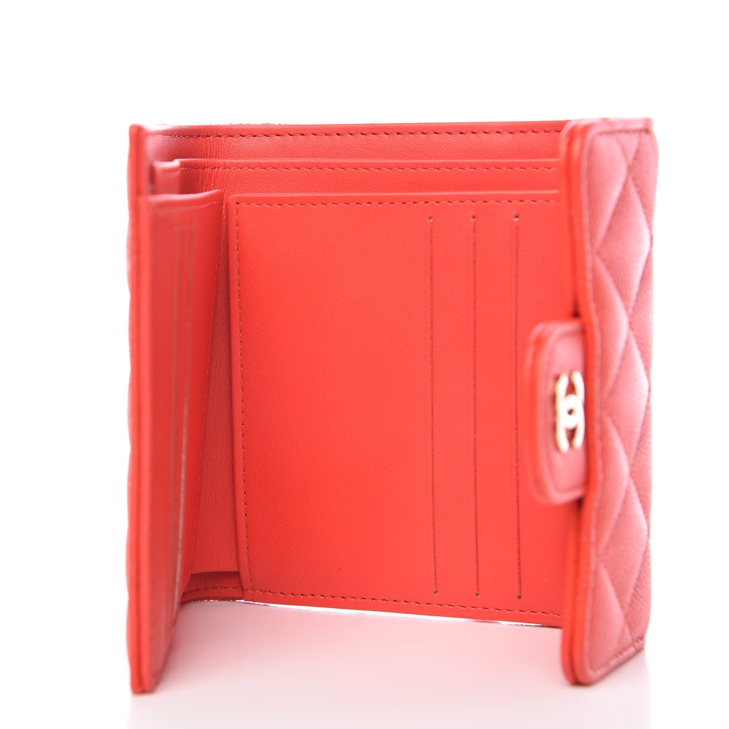 Caviar Quilted Compact Flap Wallet Red