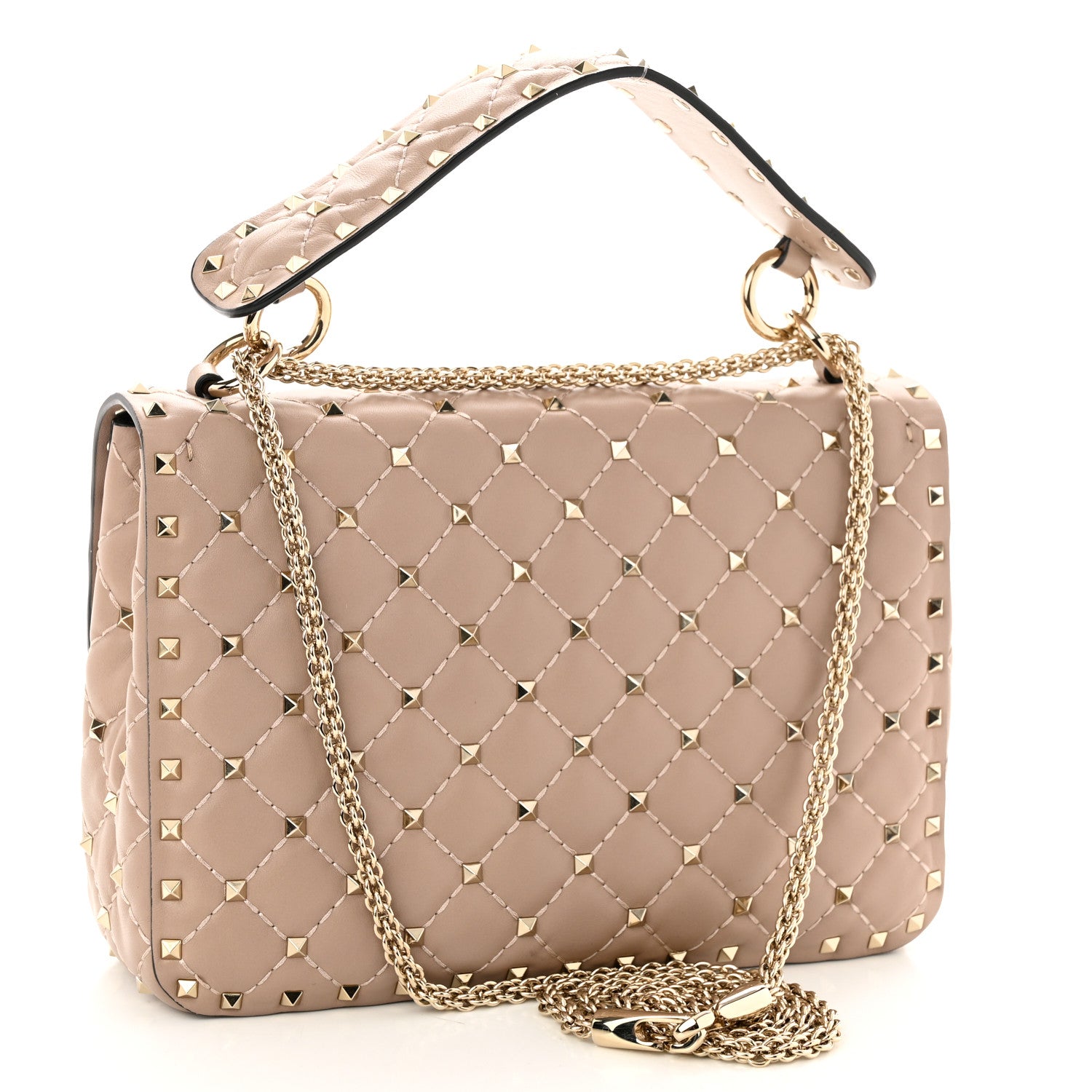 Valentino Garavani Lambskin Medium Rockstud Spike Shoulder Bag Poudre 3 of 9