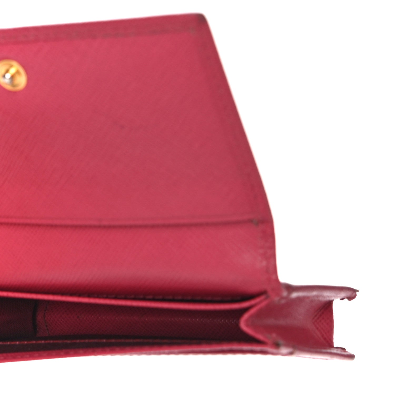 Prada Saffiano Metal Bi-Fold Card Holder Wallet Peonia 5 of 19
