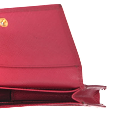Prada Saffiano Metal Bi-Fold Card Holder Wallet Peonia 5 of 19