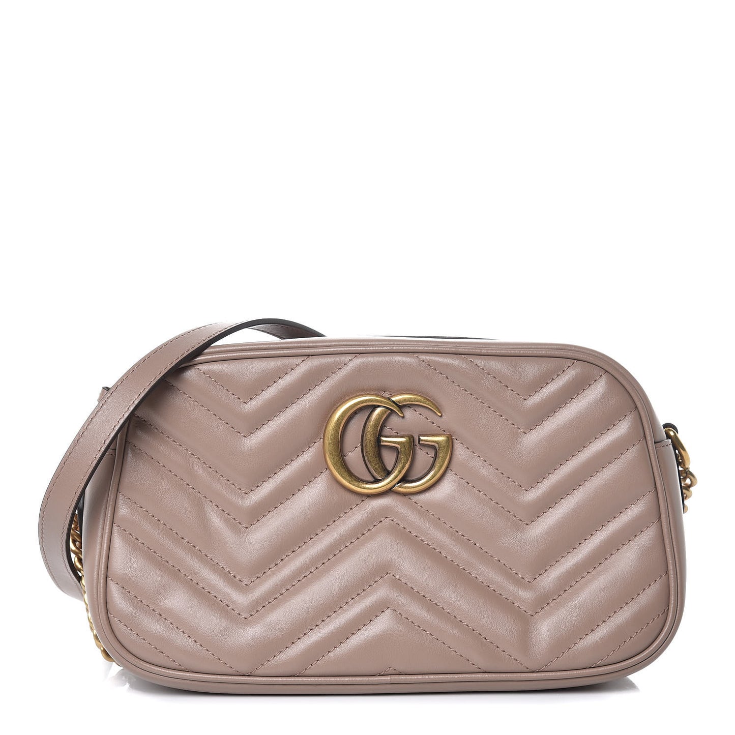 Calfskin Matelasse Small GG Marmont Chain Shoulder Bag Taupe