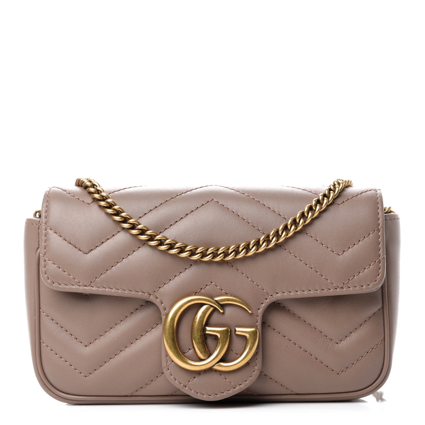 Calfskin Matelasse Super Mini GG Marmont Shoulder Bag Porcelain Rose