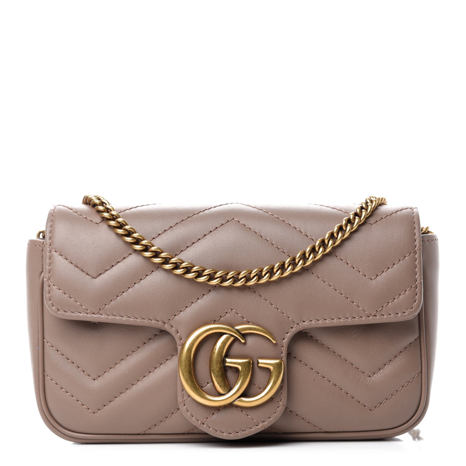Gucci Calfskin Matelasse Super Mini GG Marmont Shoulder Bag Porcelain Rose 1 of 10