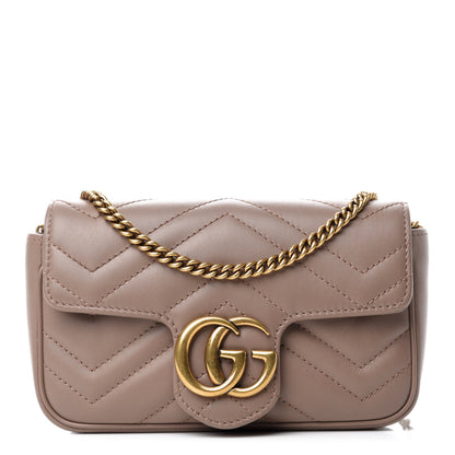 Gucci Calfskin Matelasse Super Mini GG Marmont Shoulder Bag Porcelain Rose 1 of 10