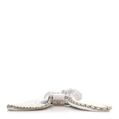 Chanel Lambskin Chain CC Hair Bow Tie White Gold 1 of 4