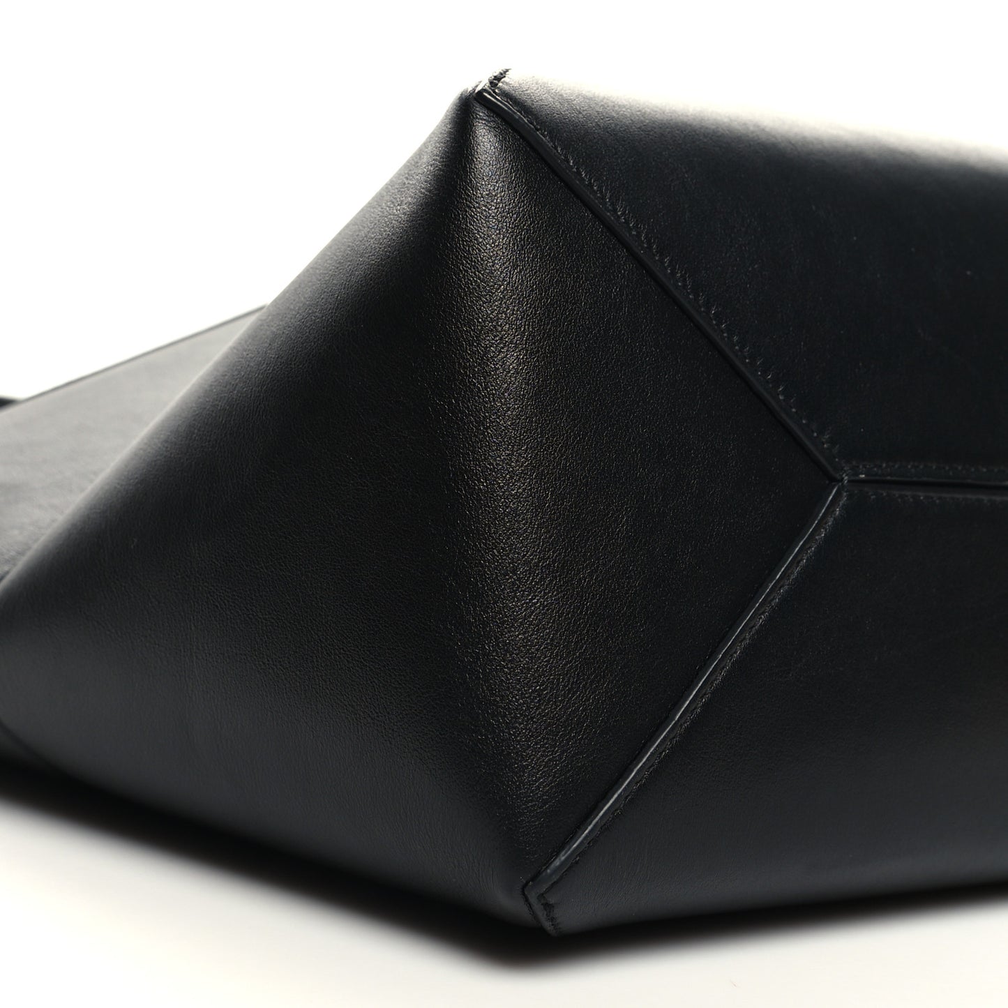 Shiny Calfskin Medium Puzzle Fold Tote Black