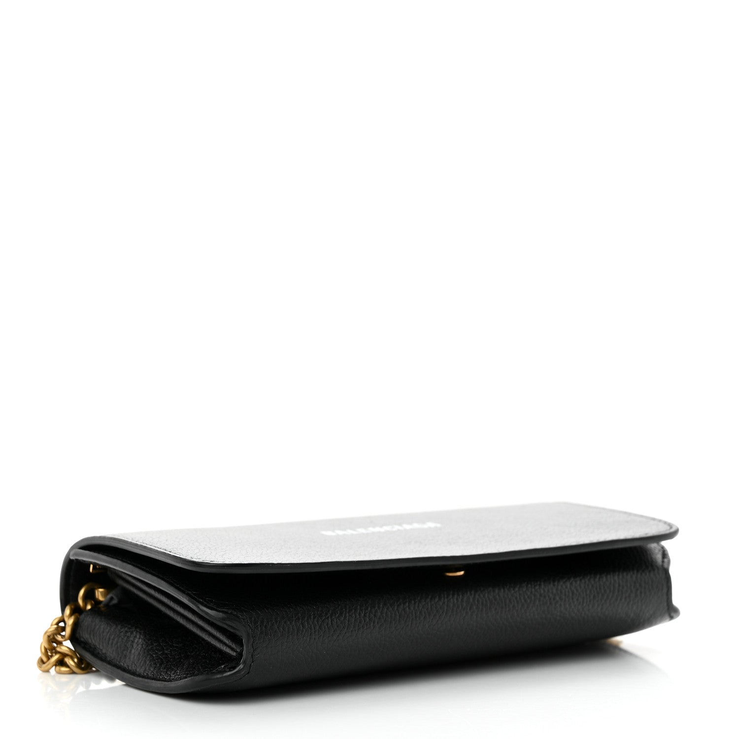 Balenciaga Grained Calfskin Logo Cash Continental Wallet on Chain Black White 4 of 10