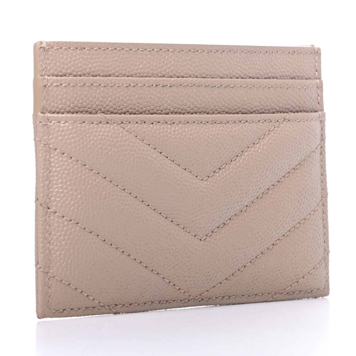 Grain De Poudre Matelasse Chevron Monogram Credit Card Case Dark Beige