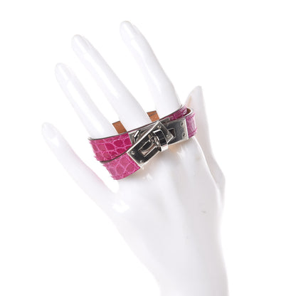 Hermes Shiny Alligator Kelly Double Tour Bracelet XS Rose Scheherazade 2 of 6