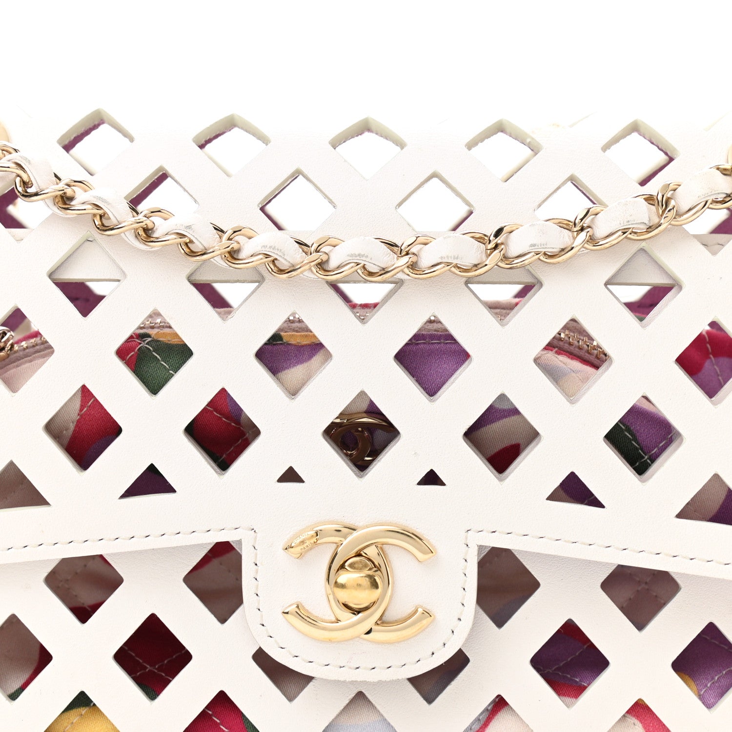 Chanel Lambskin Small Sea Through Flap White Multicolor 9 of 14