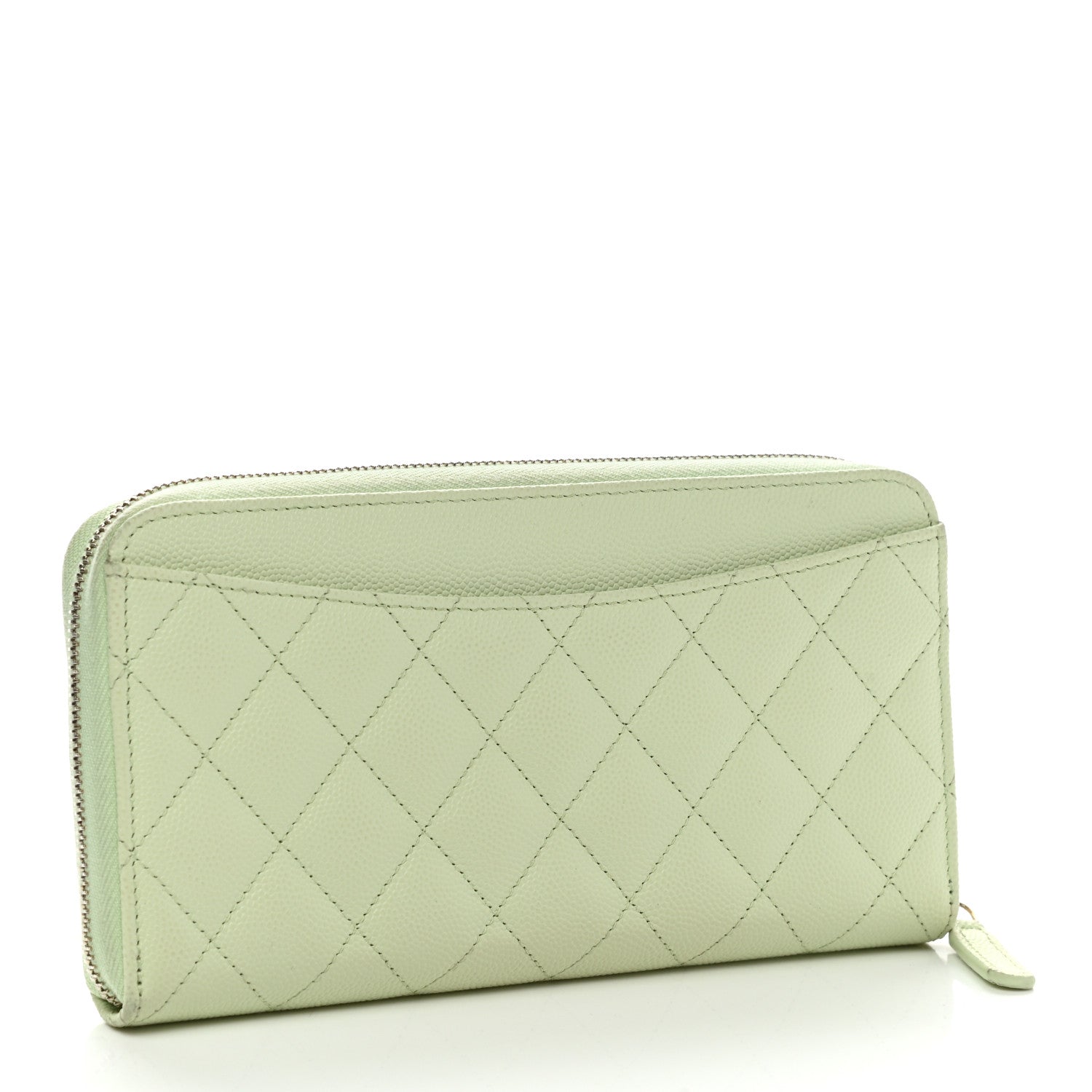 Chanel Caviar Quilted Large Gusset Zip Around Wallet Light Green 3 of 10