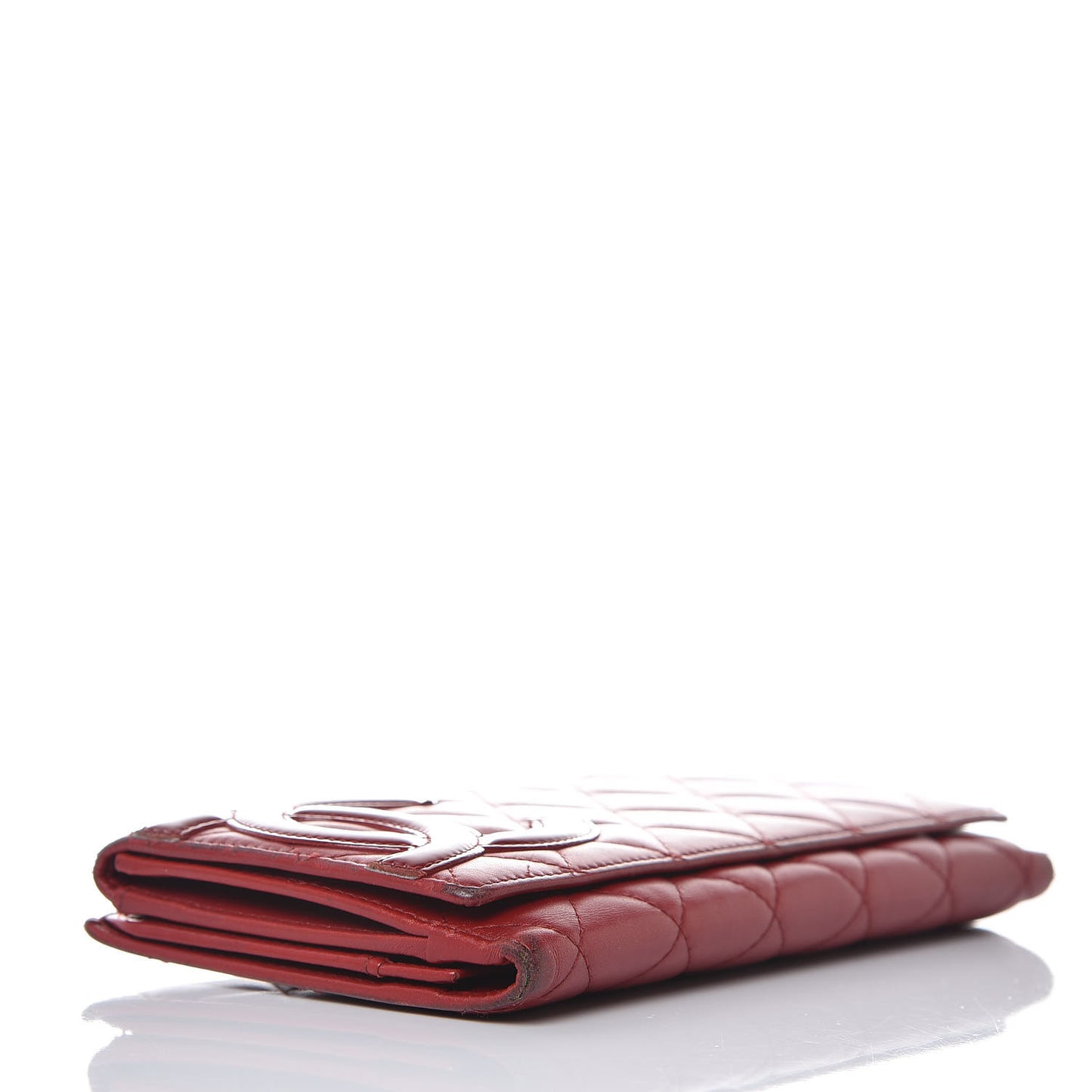 Calfskin Quilted Cambon Long Double Wallet Red