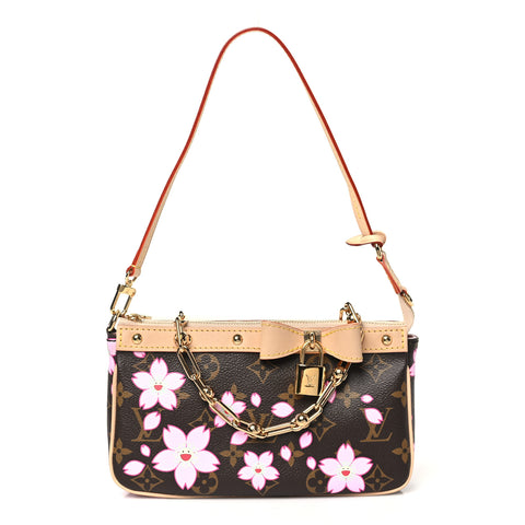 LV X TM Monogram Cherry Blossom Pochette Accessories Sakura Brown
