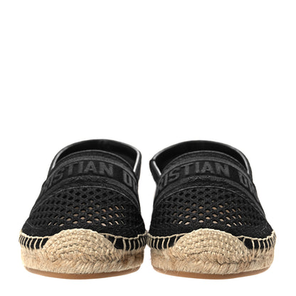 Christian Dior Canvas Embroidered Perforated Granville Espadrille 36.5 Black 2 of 9