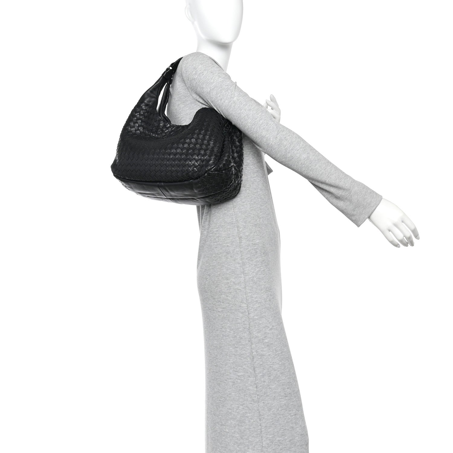 Bottega Veneta Nappa Intrecciato Medium Campana Shoulder Bag Black 2 of 10