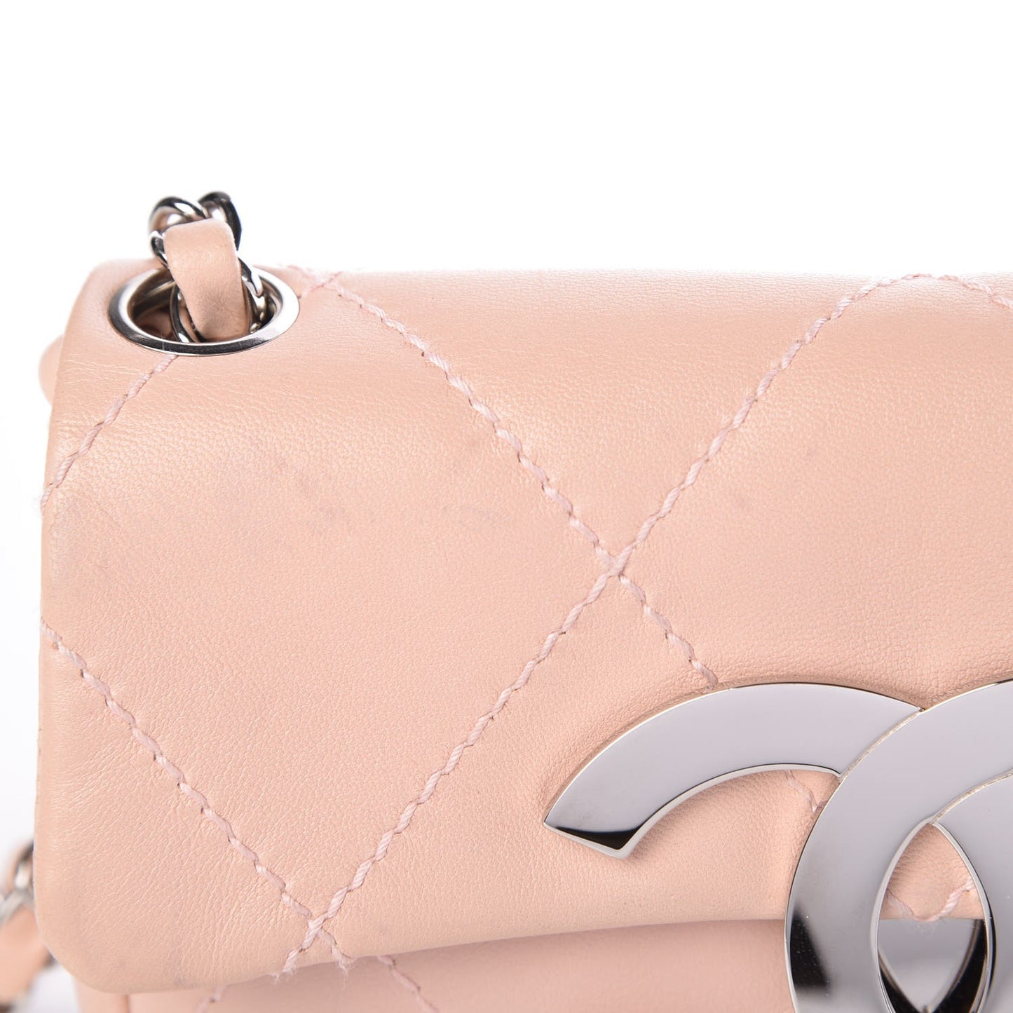 Lambskin Diamond Stitched CC Flap Pink