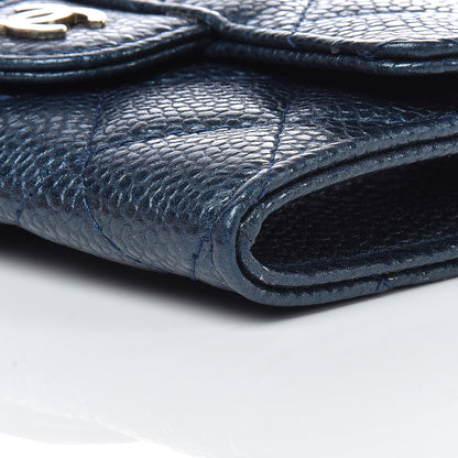 Chanel Iridescent Caviar Quilted Flap Card Holder Dark Blue 12 of 13