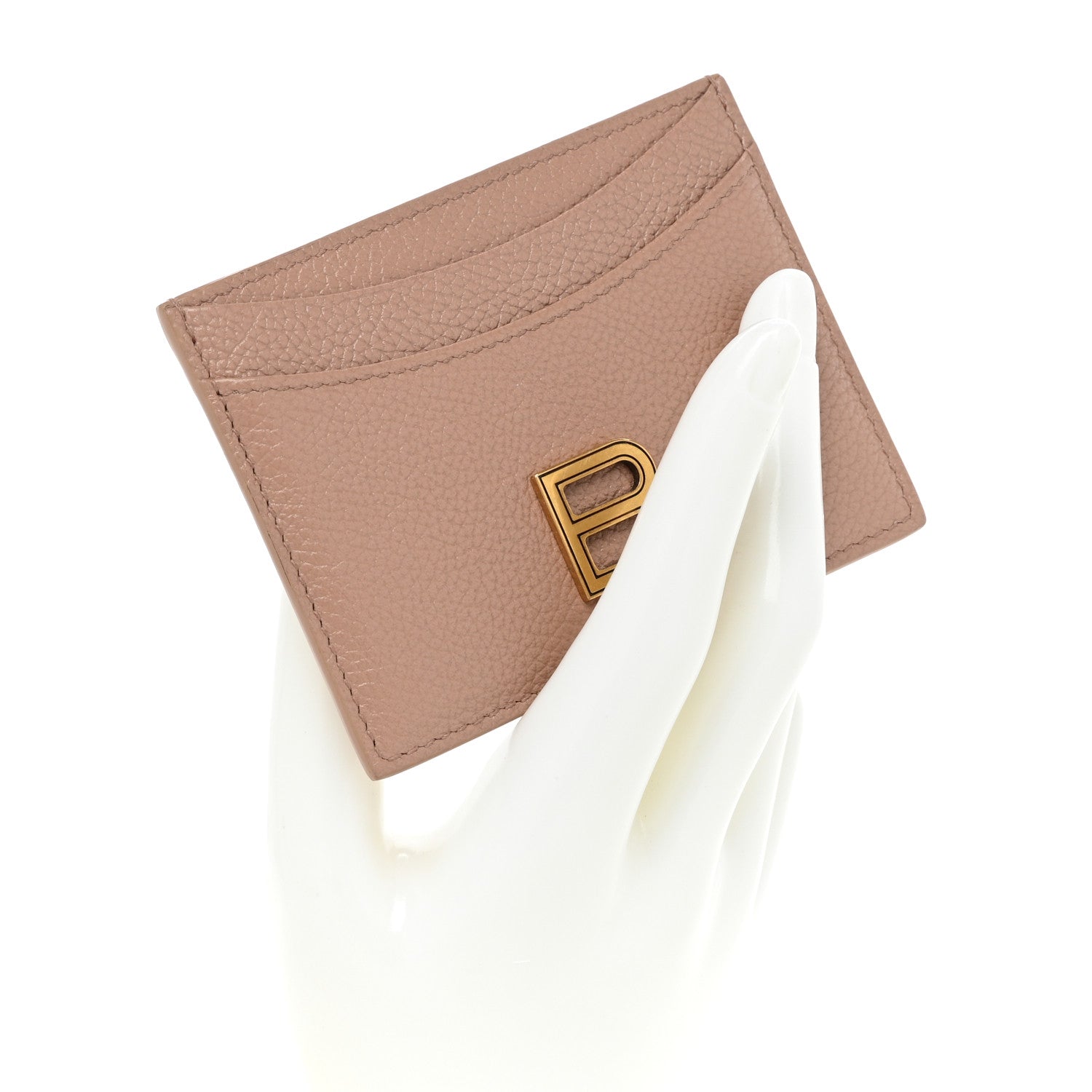 Balenciaga Grained Calfskin Hourglass Card Holder Nude Beige 2 of 10