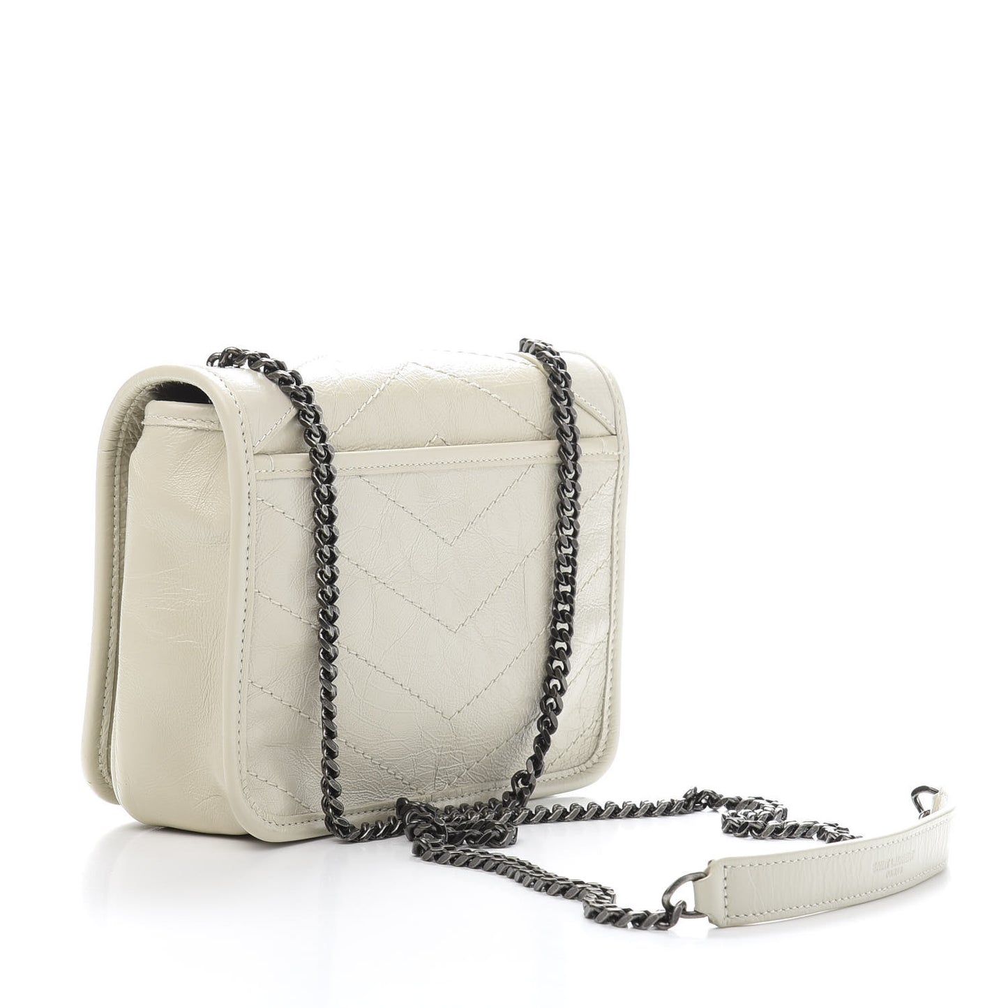 Crinkled Calfskin Matelasse Monogram Niki Chain Wallet Crema Soft