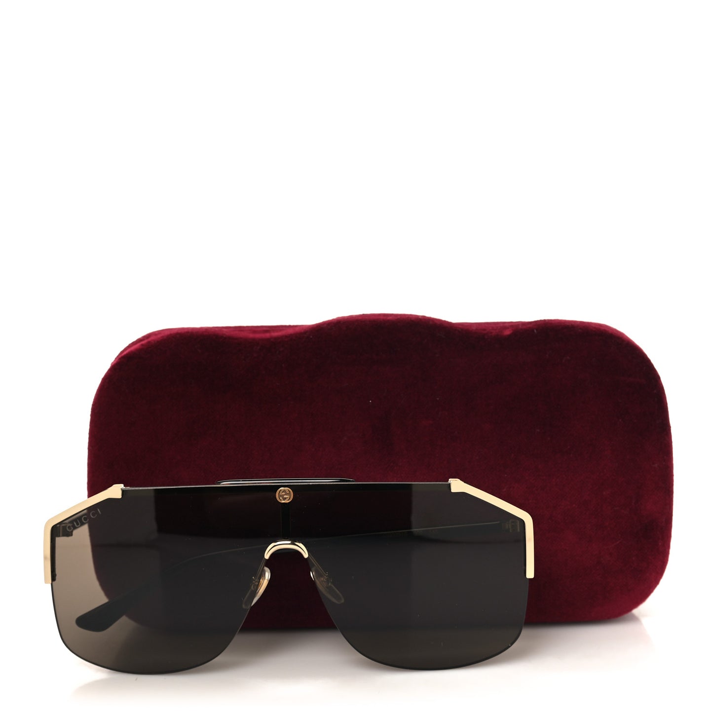 Metal Rimless Square Sunglasses GG0291S Black Gold