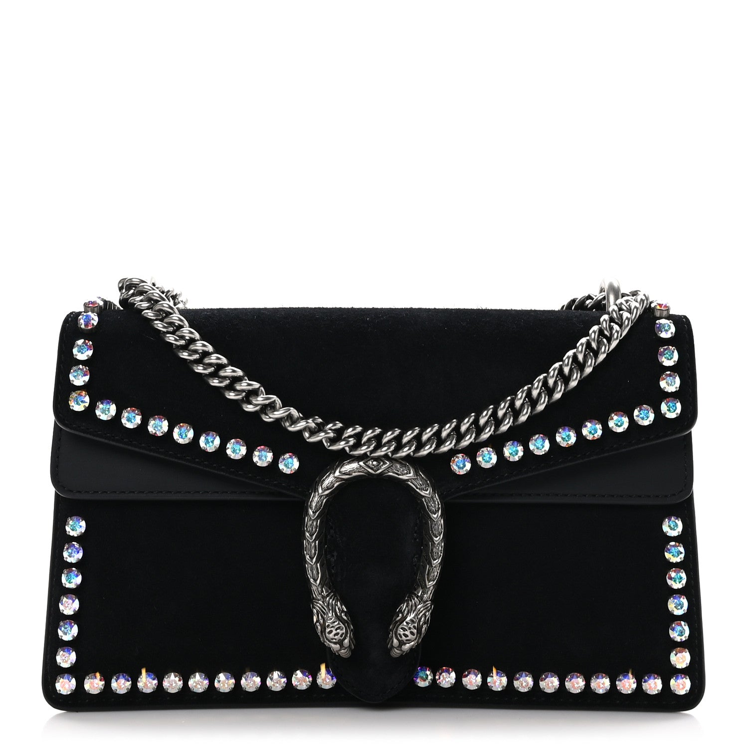 Gucci Suede Crystal Small Dionysus Shoulder Bag Black 1 of 12