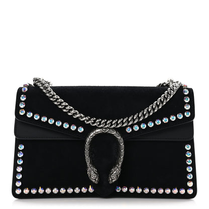 Gucci Suede Crystal Small Dionysus Shoulder Bag Black 1 of 12