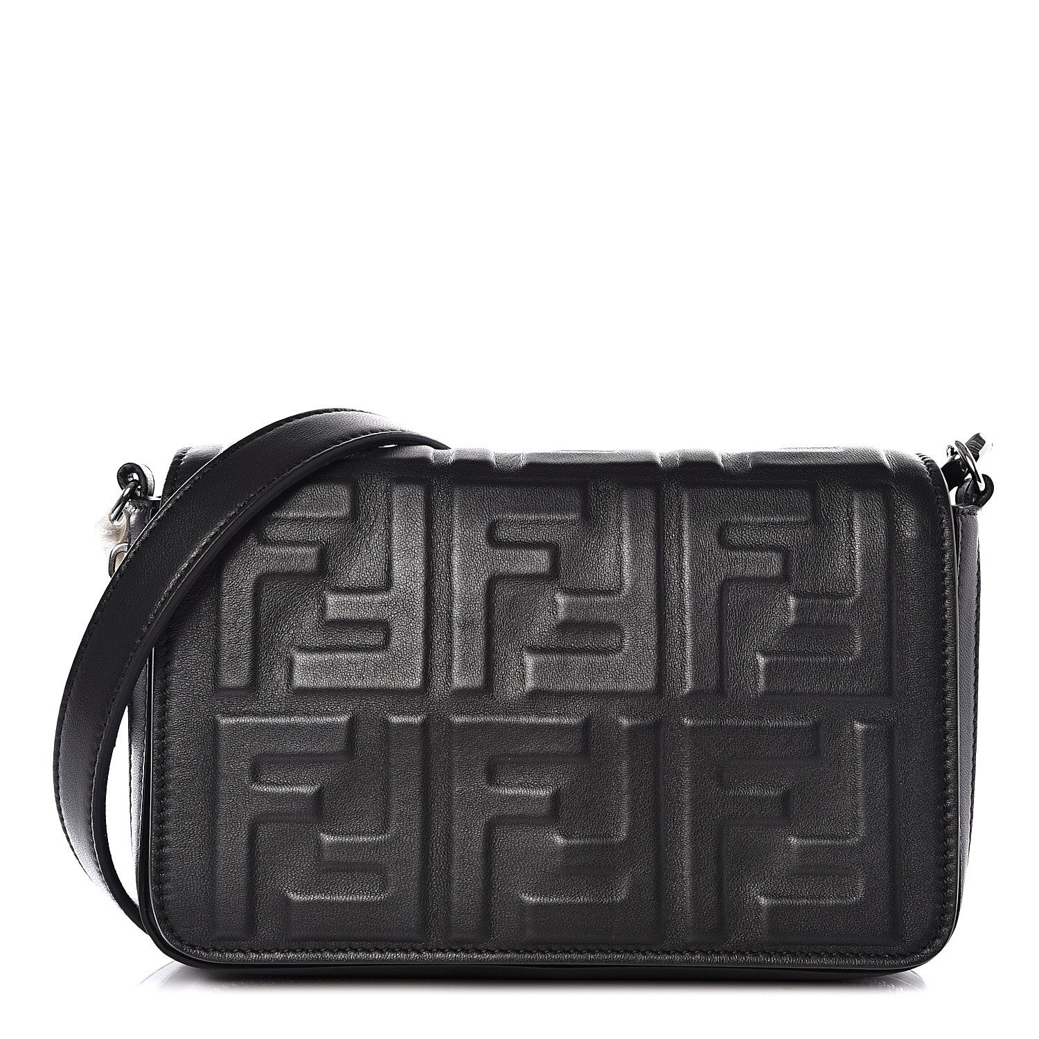 Fendi Nappa FF 1974 Embossed Mini Expandable Flap Bag Black 1 of 10