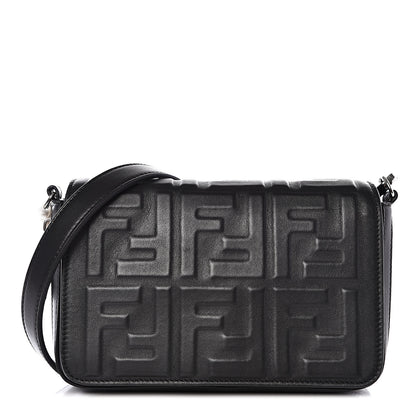 Fendi Nappa FF 1974 Embossed Mini Expandable Flap Bag Black 1 of 10