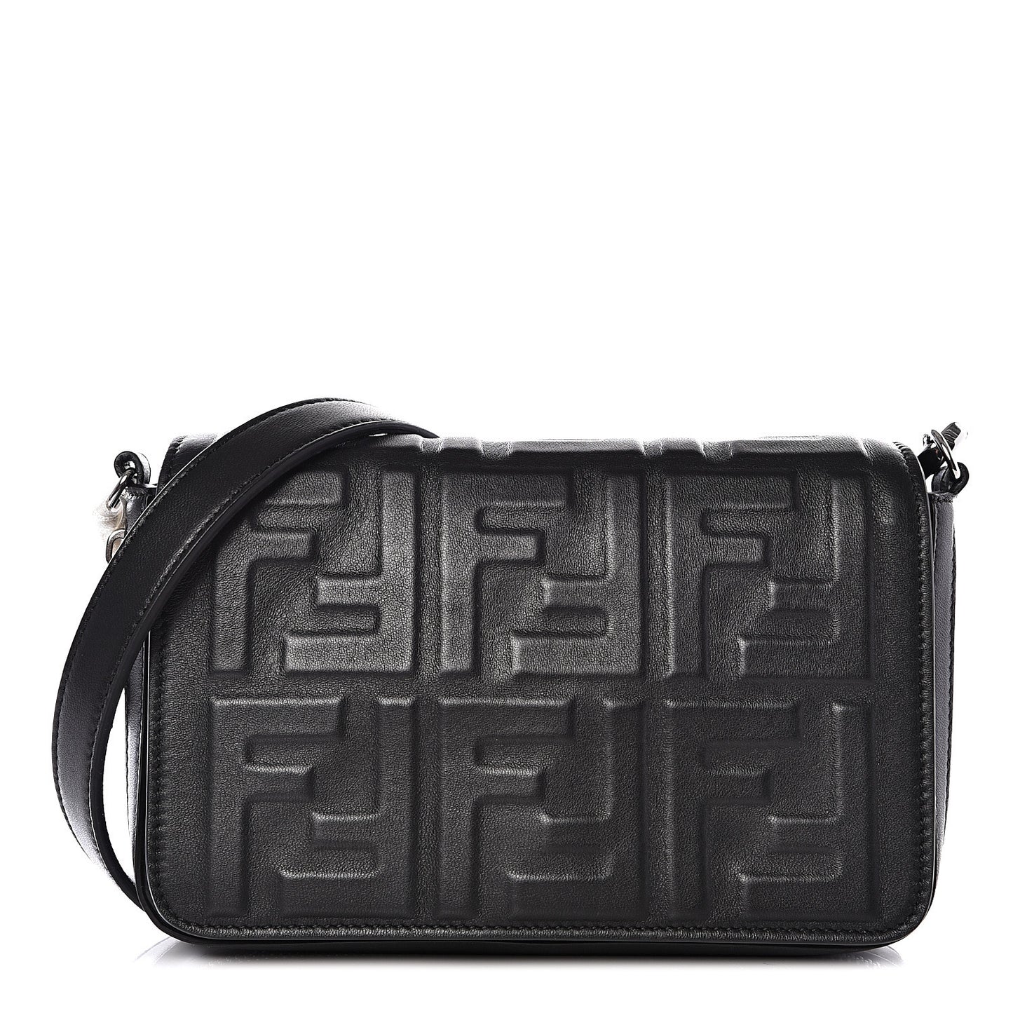 Nappa FF 1974 Embossed Mini Expandable Flap Bag Black