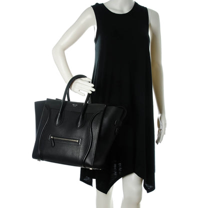 Celine Drummed Calfskin Mini Luggage Black 2 of 8