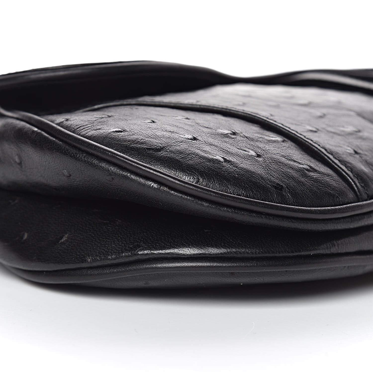 Christian Dior Ostrich Saddle Bag Black 8 of 10
