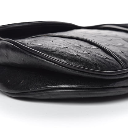 Christian Dior Ostrich Saddle Bag Black 8 of 10